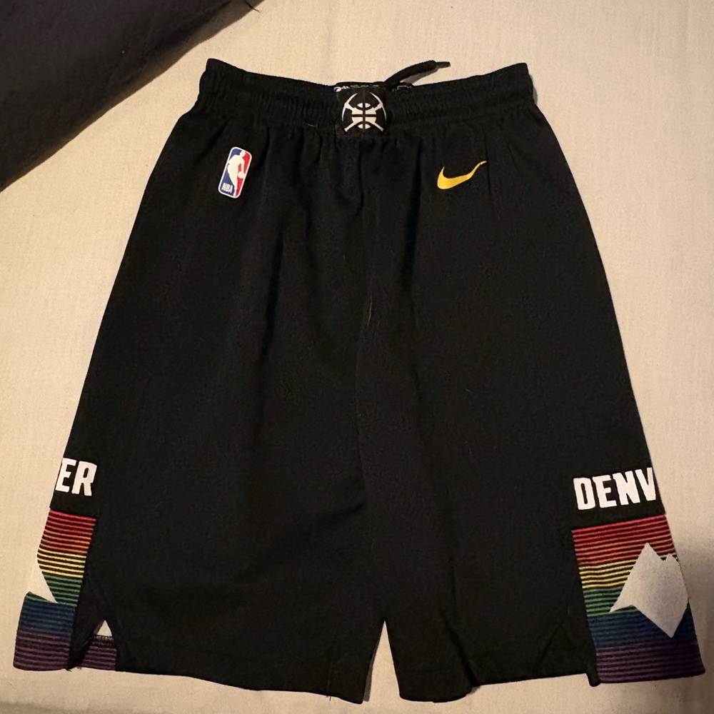 Nike Black Kids Denver Basketball Shorts with Yellow Swoosh